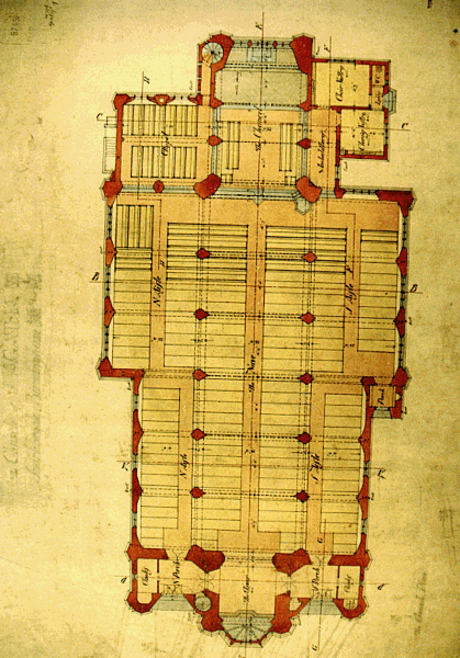 Ground floor plan of pews